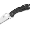 Delica 4 Lightweight Flat Ground Black Wharncliffe Serrated